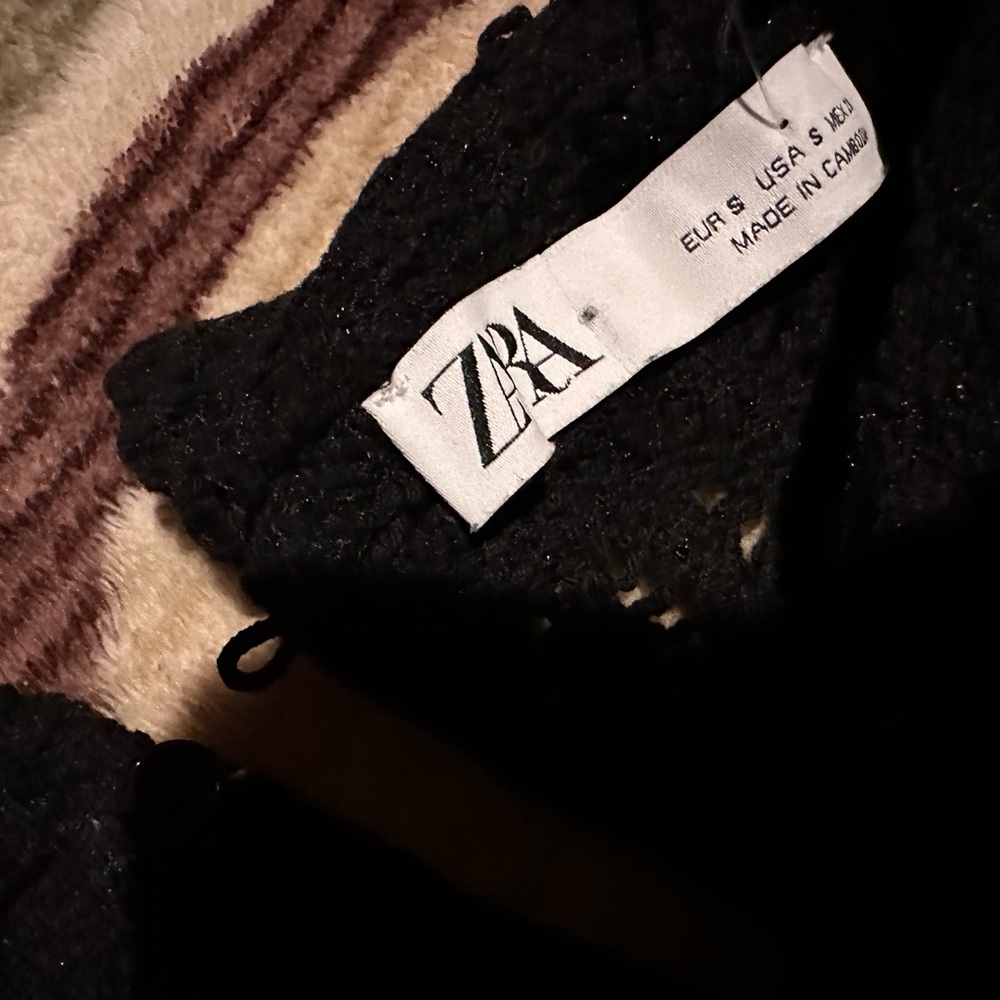 Zara Black Crochet macrame dress size small